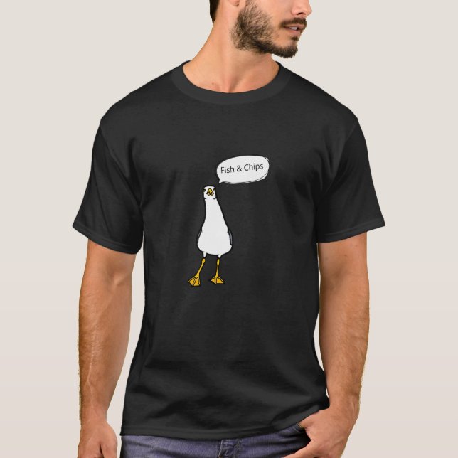 Wütende Möwe Fish & Chips Freche Vogel   T-Shirt (Vorderseite)