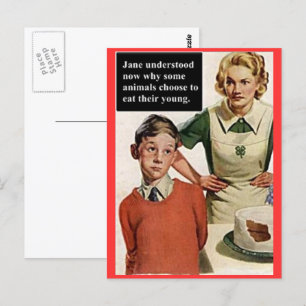 Wütende Mutter und ruinierter Kuchen - Vintage Lus Postkarte