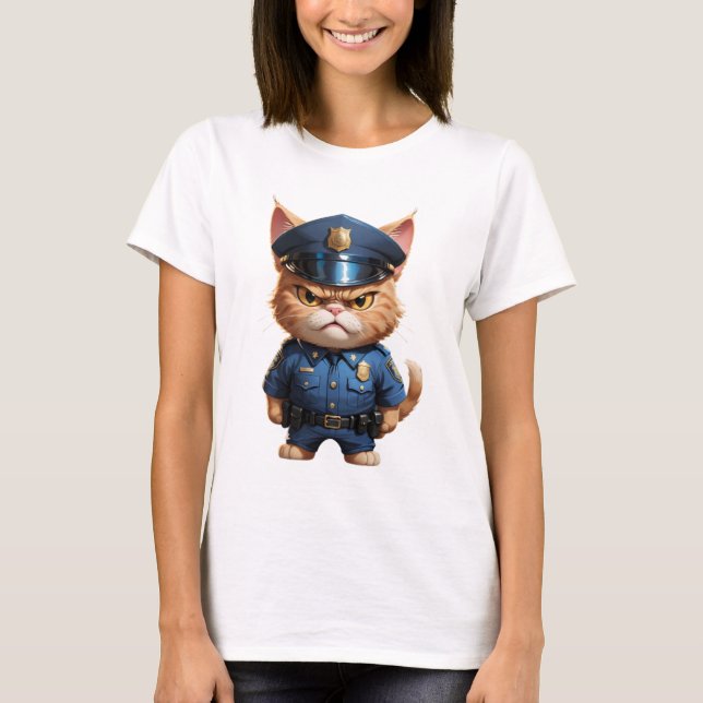 Wütende Polizeikatze niedliche lustig wütende Katz T-Shirt (Vorderseite)