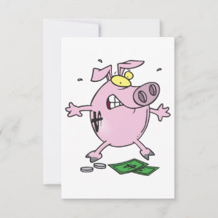 Wütende rosa Sparschwein lustig gestresstes Schwei Einladung