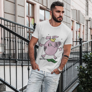 Wütende rosa Sparschwein lustig gestresstes Schwei T-Shirt