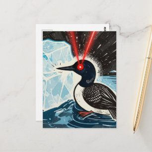 Wütende rote Laser-Augen MN Loon schmilzt Eis Post Postkarte
