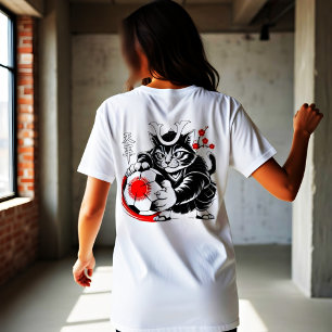 Wütende Samurai-Katze Fußball Japanischer Krieger Tri-Blend Shirt