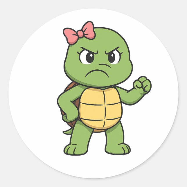 Wütende Schildkröte Runder Aufkleber (Vorderseite)
