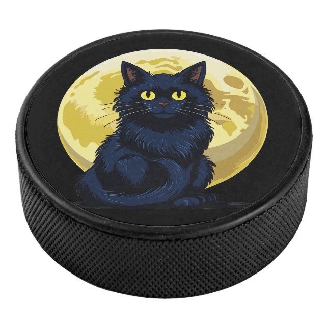 Wütende schwarze Katze Eishockey Puck (3/4)