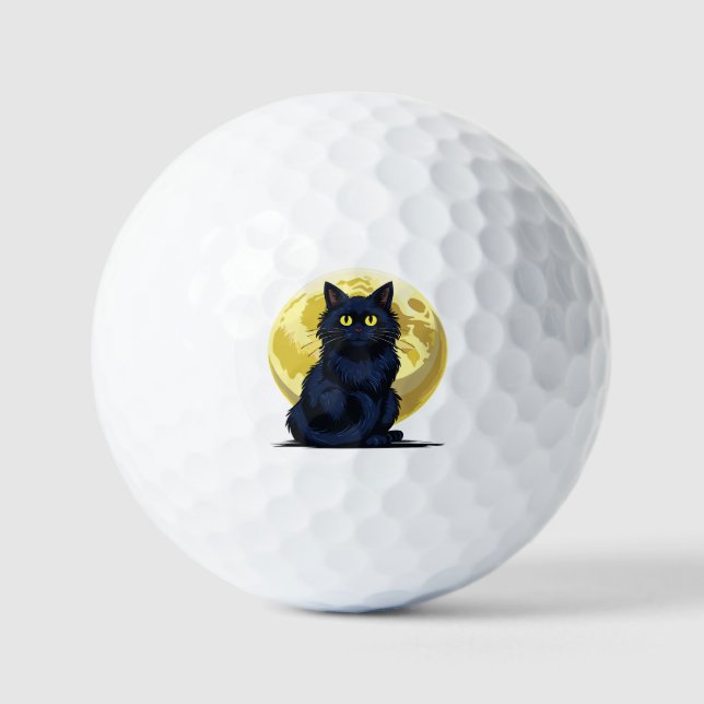 Wütende schwarze Katze Golfball (Vorderseite)