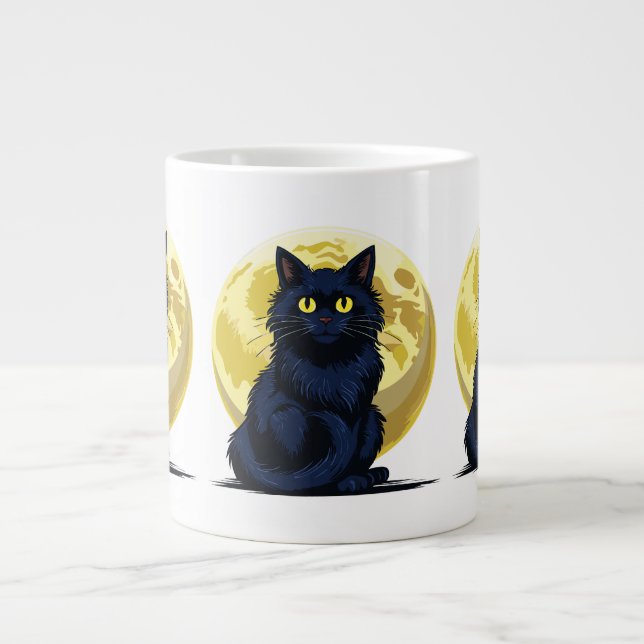 Wütende schwarze Katze Jumbo-Tasse (Vorderseite)