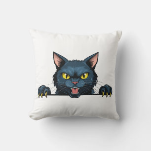 Wütende schwarze Katze Kissen