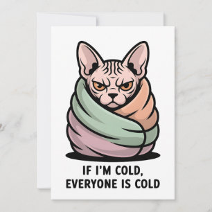 Wütende Sphynx-Katze Kalter Humor Cartoon-Kunst Feiertagskarte