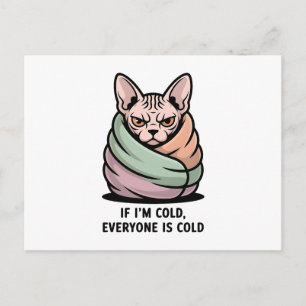 Wütende Sphynx-Katze Kalter Humor Cartoon-Kunst Feiertagspostkarte