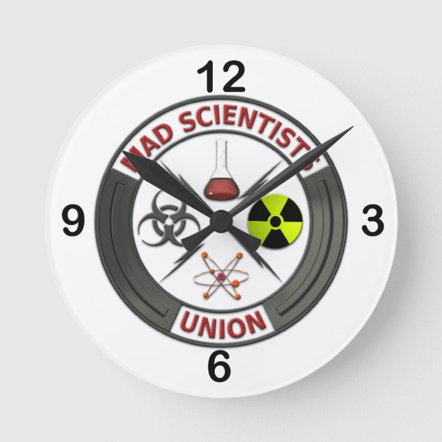 Wütende Wissenschaftler-Gewerkschaft Runde Wanduhr (Vorderseite)