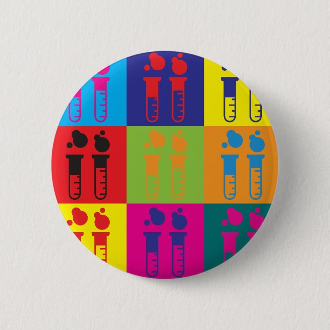 Wütende Wissenschafts-Pop-Kunst Button (Vorderseite)
