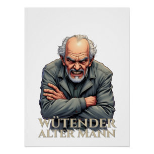 Wütender Alter Mann – Cartoon-Illustration Poster