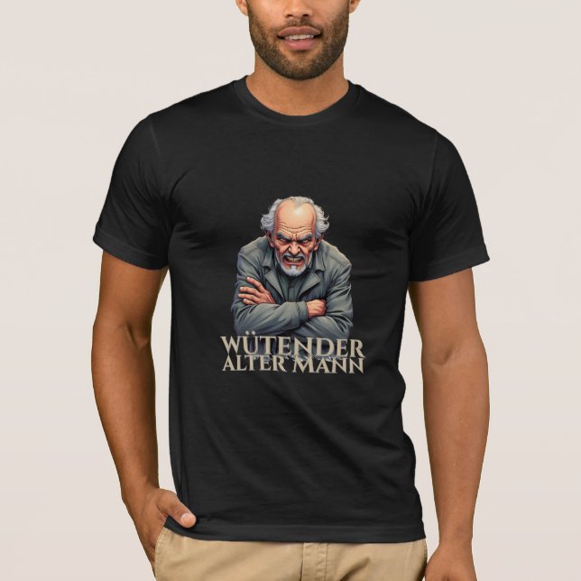 Wütender Alter Mann - Cartoon-Illustration T-Shirt (Vorderseite)