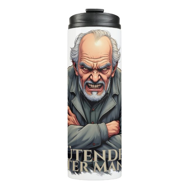 Wütender Alter Mann - Cartoon-Illustration Thermosbecher (Vorderseite)