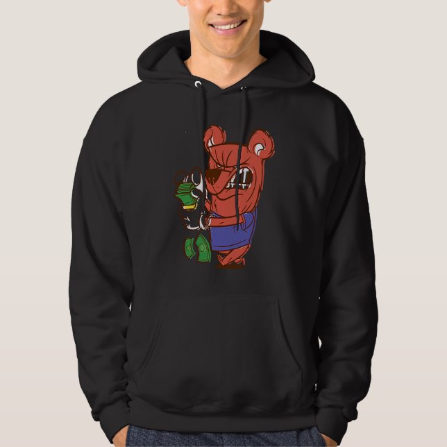 wütender Bär zählt Geld Hoodie (Vorderseite)