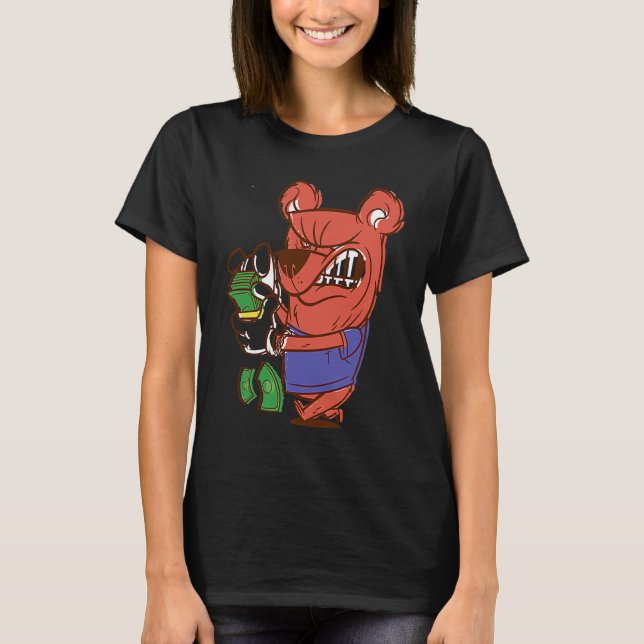 wütender Bär zählt Geld T-Shirt (Vorderseite)