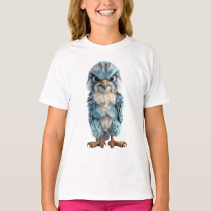 Wütender blauer Raptor-Vogel Kinder T-Shirt