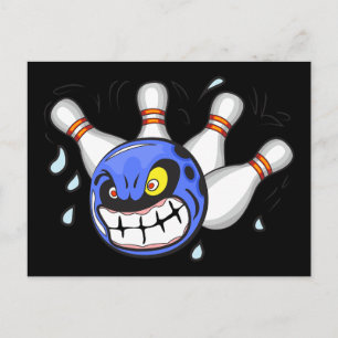 Wütender Bowlingball, lustiger Sport Postkarte