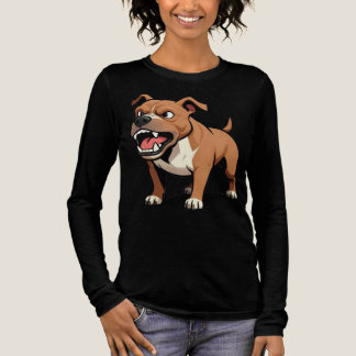 Wütender brauner Pitbull-Cartoon-Hund Geschenk für Tri-Blend Shirt