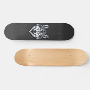 Wütender einsamer Wolf Kopf Grafik Skateboard