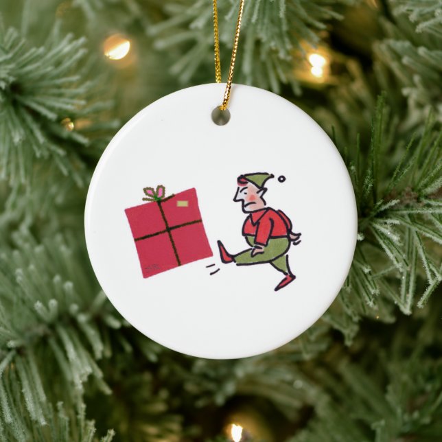 Wütender Elf runder Keramikschmuck Keramik Ornament (Baum)