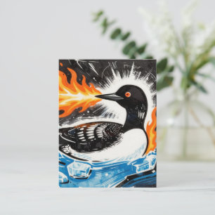 Wütender feuerspeiender MN-Loon schmilzt Eis Prote Postkarte