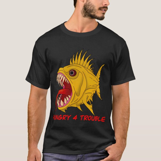 Wütender Fisch - Hungrig nach Ärger T-Shirt (Vorderseite)