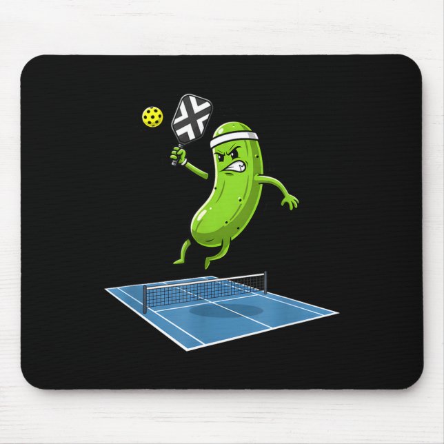 Wütender Gurken-Pickleball-Spieler Feld Aktionsgra Mousepad (Vorne)