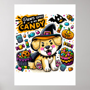 Wütender Halloween-Hund im Hexenhut schützt meine Poster