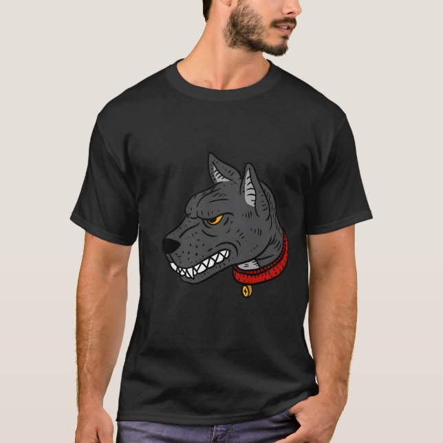Wütender Hund. Pitbull Illustration. T-Shirt (Vorderseite)