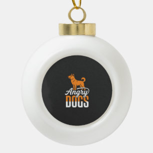 Wütender Hundevektor-Maskottchen Keramik Kugel-Ornament
