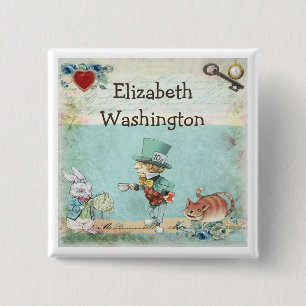 Wütender Hutmacher-Alice im Wunderland-Namen-Umbau Button