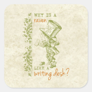 Wütender Hutmacher, Alice im Wunderland Quadratischer Aufkleber