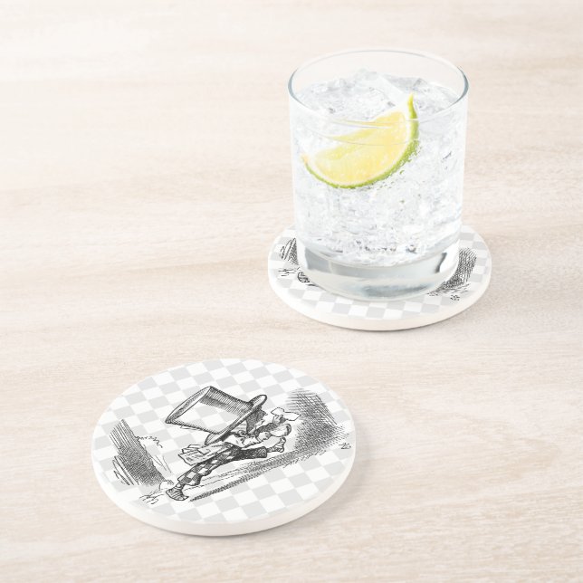 Wütender Hutmacher-Betrieb Sandstein Untersetzer (Seite)