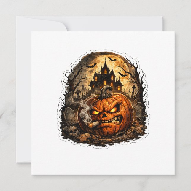 🎃 Wütender Jack O' Lantern Halloween-Aufkleber |  Einladung (Vorderseite)