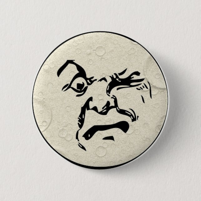 Wütender Mann im Mondgesicht Button (Vorderseite)