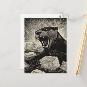 Wütender Otter bricht Eis Postkarte