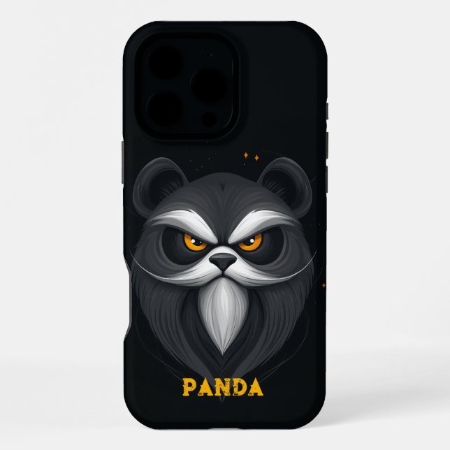 Wütender Panda Schwarz iPhone Hülle (Rückseite)