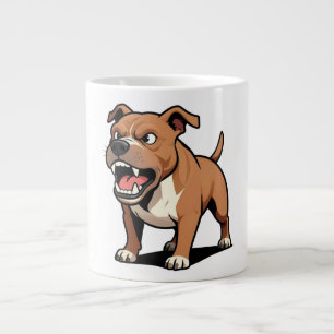 Wütender Pitbull-Cartoon-Hund braun fletscht die Z Jumbo-Tasse