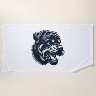 Wütender Rottweiler Hund – Kühne Wachhund-Kunst Strandtuch