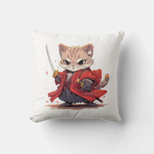 Wütender Samurai-Stil-Katz-Held Kissen