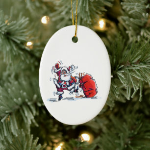 Wütender Santa ovaler Keramikschmuck Keramik Ornament