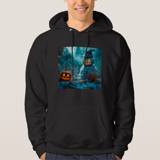 Wütender Schneemann Halloween Kapuzenpullover mit  Hoodie (Vorderseite)