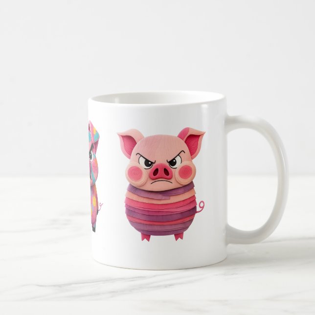 Wütender Schweinchen-Stimmungsbecher | Lustiger Ti Kaffeetasse (Rechts)