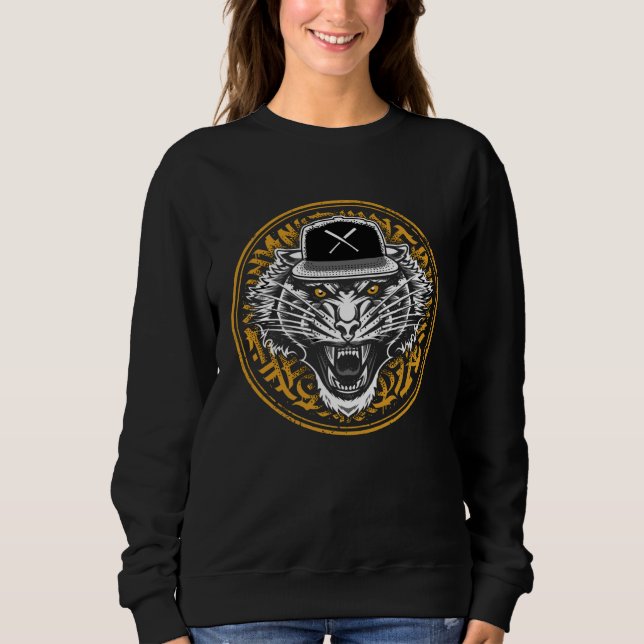 Wütender Tiger mit Snapback-Mütze Sweatshirt (Vorderseite)