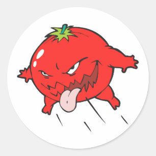 wütender verfaulter Tomaten-Cartoon-Charakter Runder Aufkleber