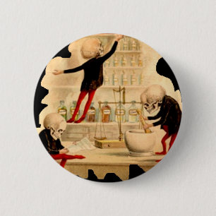 Wütender Wissenschaftler-Skelett-Doktor Pharmacy Button