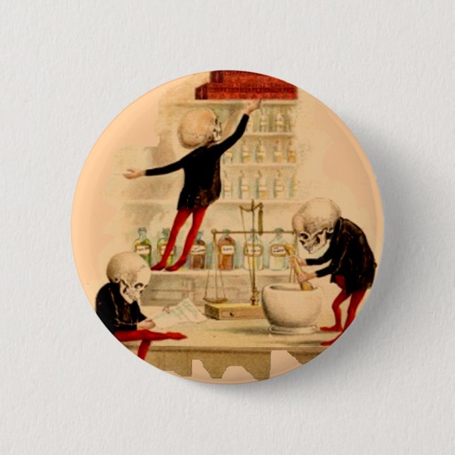 Wütender Wissenschaftler-Skelett-Labrador mischt Button (Vorderseite)