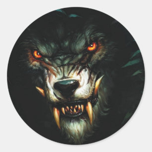wütender Wolf-Stiker:) Runder Aufkleber